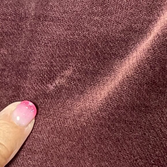 CAbi Burgundy Velour Pants 10 Velvet MidRise Straight Leg Rivets Gold Stitching - Picture 7 of 13